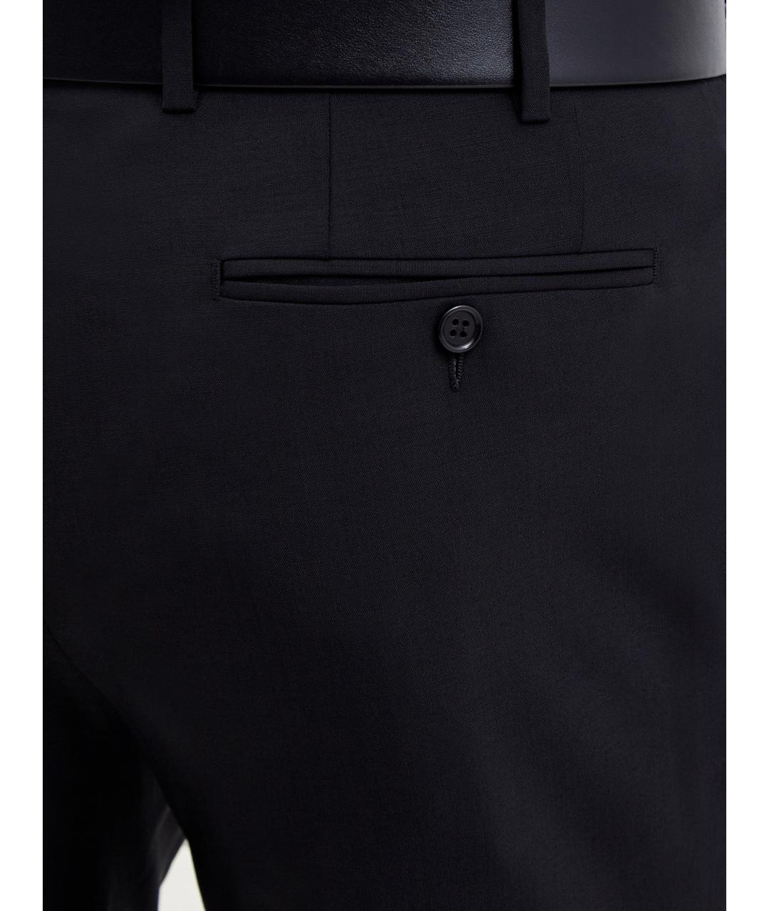 CANALI Черные шерстяные повседневные брюки, фото 6