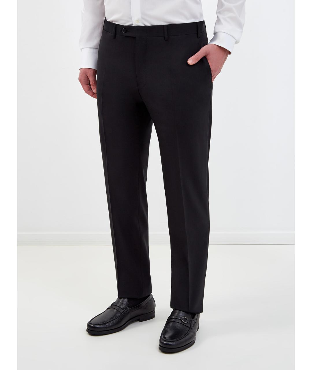 CANALI Черные шерстяные повседневные брюки, фото 3