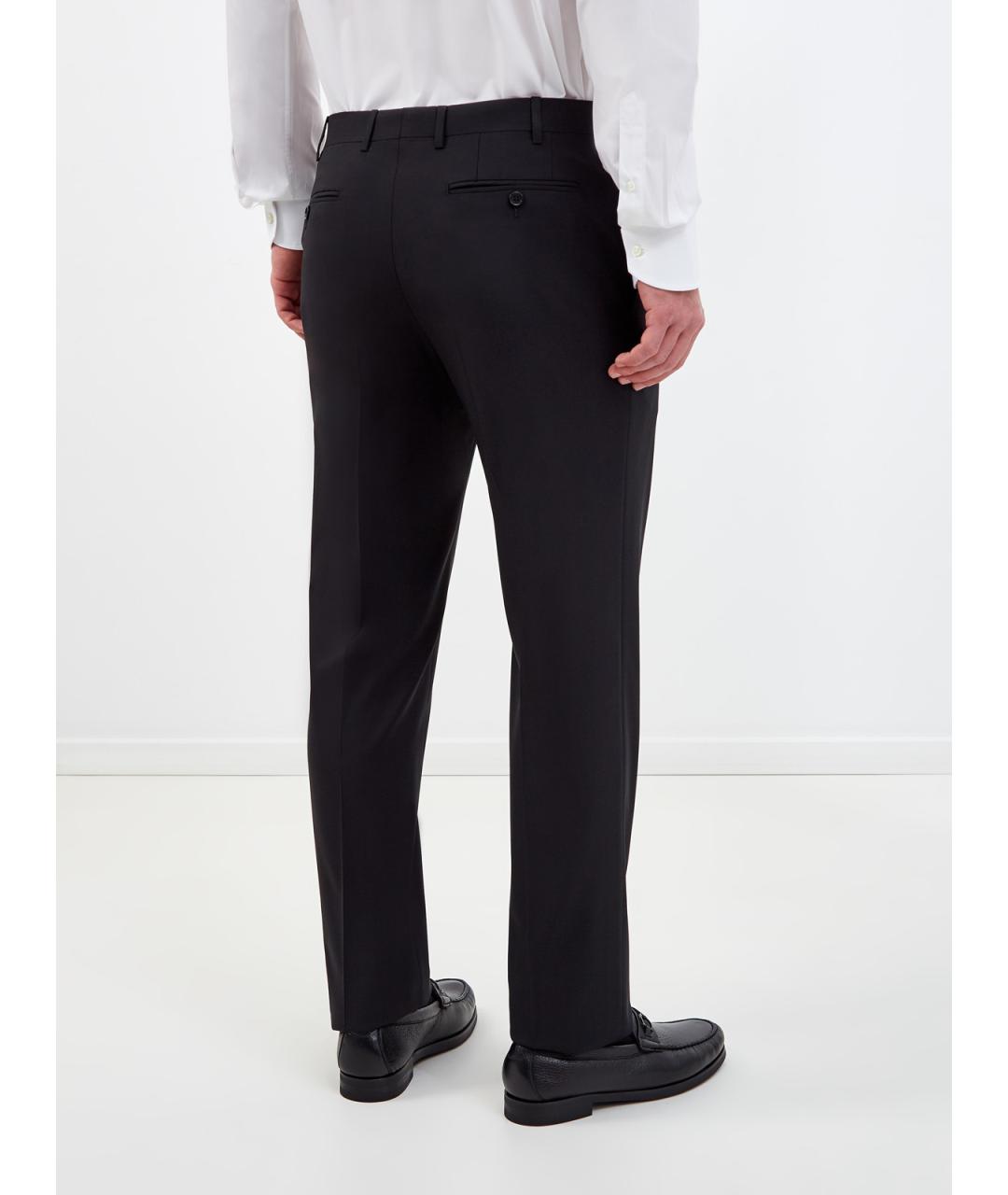 CANALI Черные шерстяные повседневные брюки, фото 4