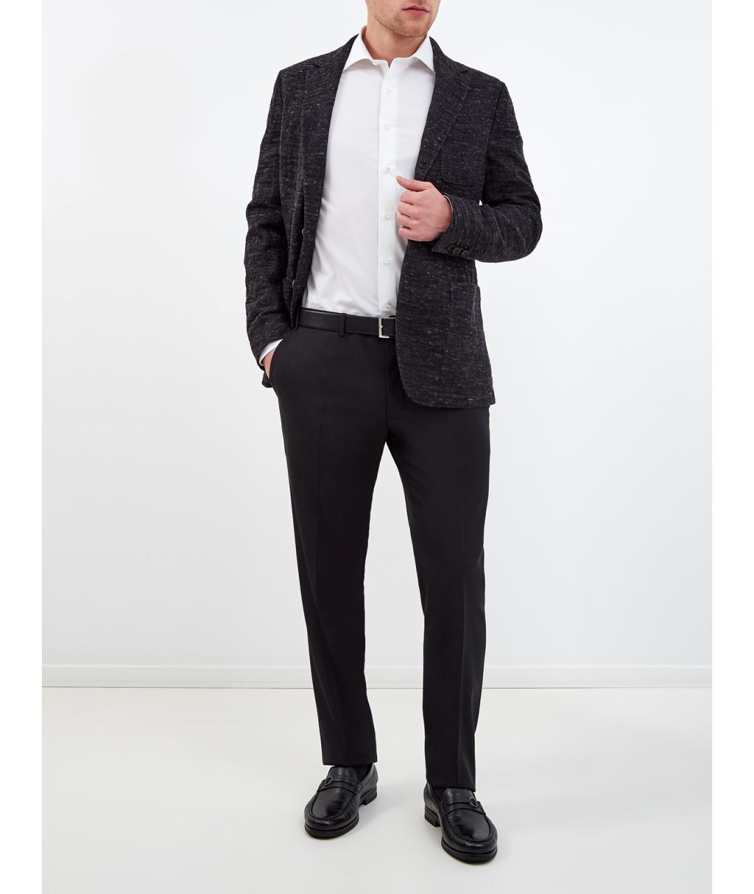 CANALI Черные шерстяные повседневные брюки, фото 2