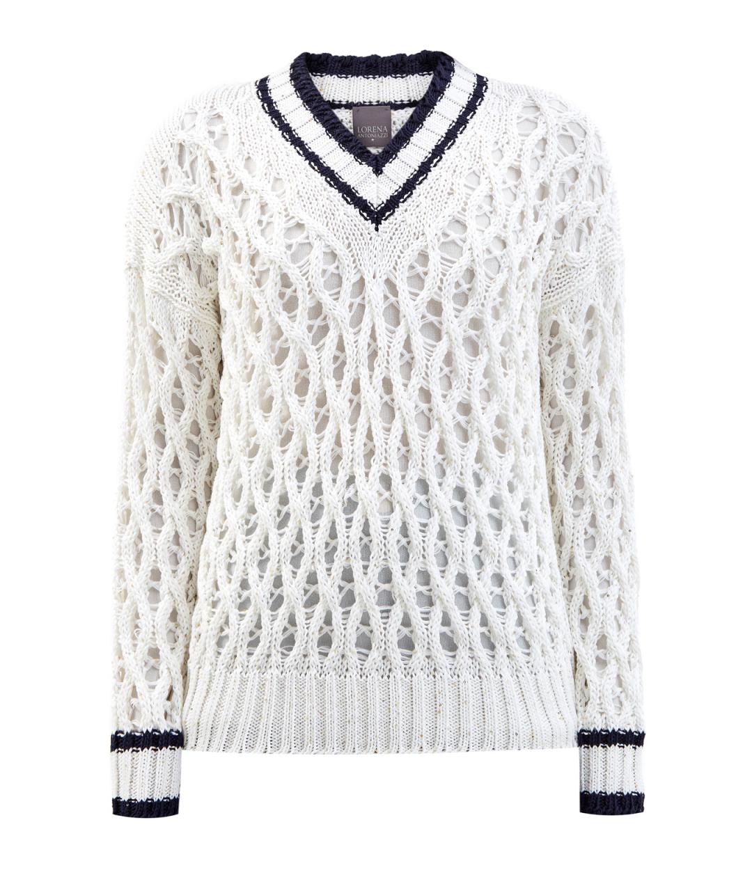 LORENA ANTONIAZZI Белый хлопковый джемпер / свитер, фото 1