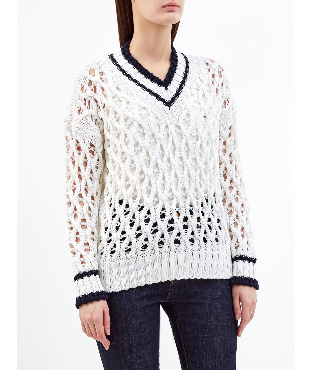 LORENA ANTONIAZZI Белый хлопковый джемпер / свитер, фото 3