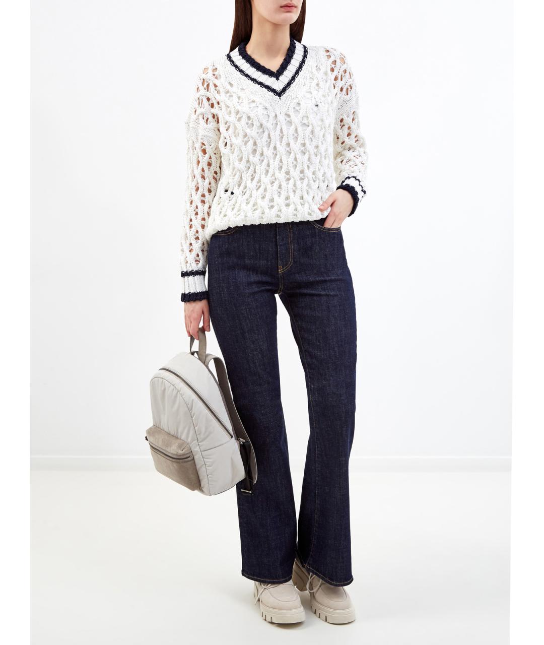 LORENA ANTONIAZZI Белый хлопковый джемпер / свитер, фото 2