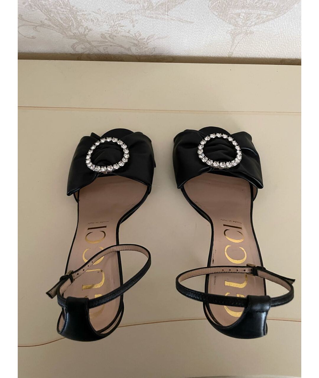 GUCCI Черные кожаные босоножки, фото 3