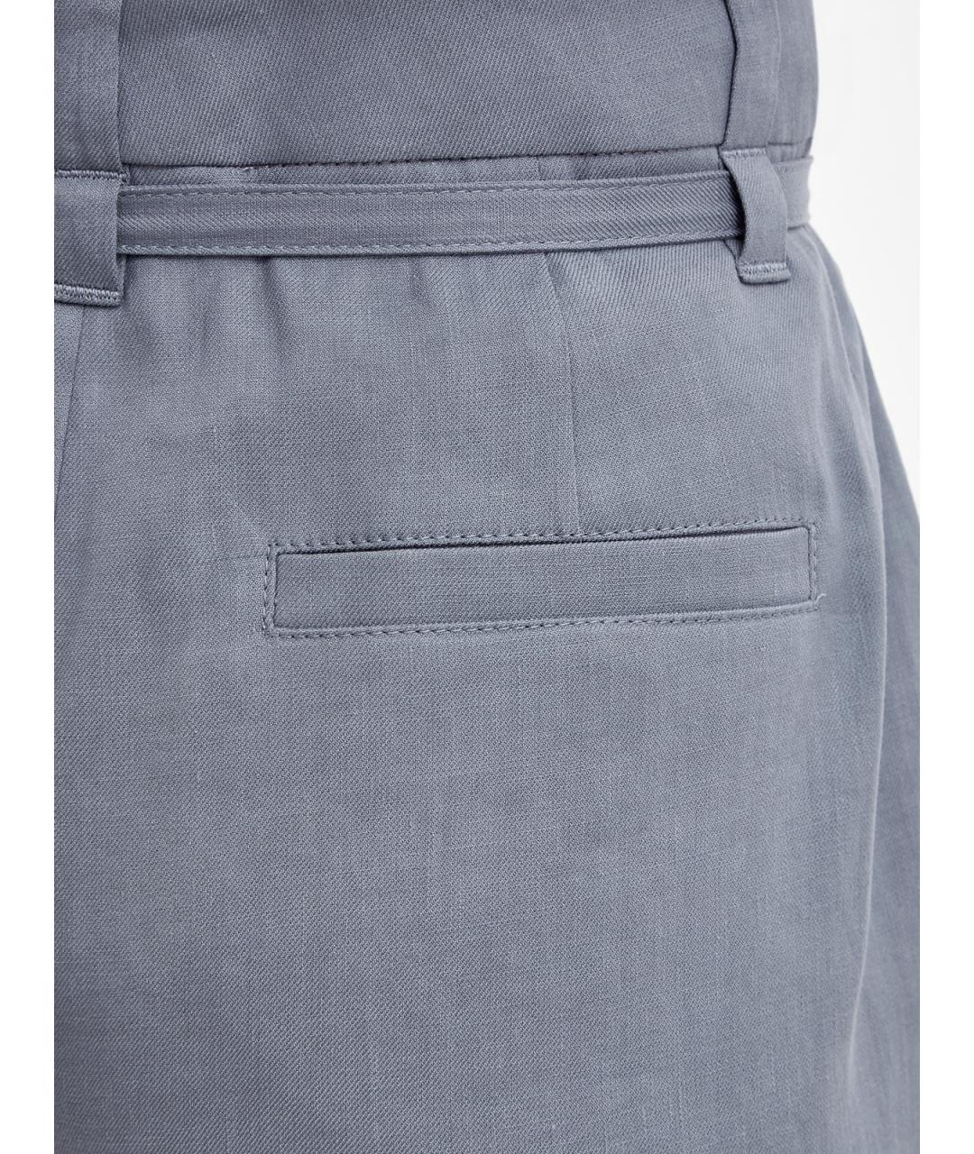 BRUNELLO CUCINELLI Синие льняные прямые брюки, фото 6