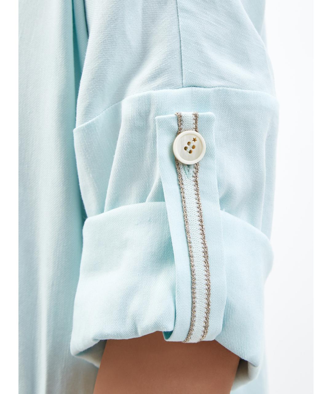 LORENA ANTONIAZZI Бирюзовое льняное повседневное платье, фото 5