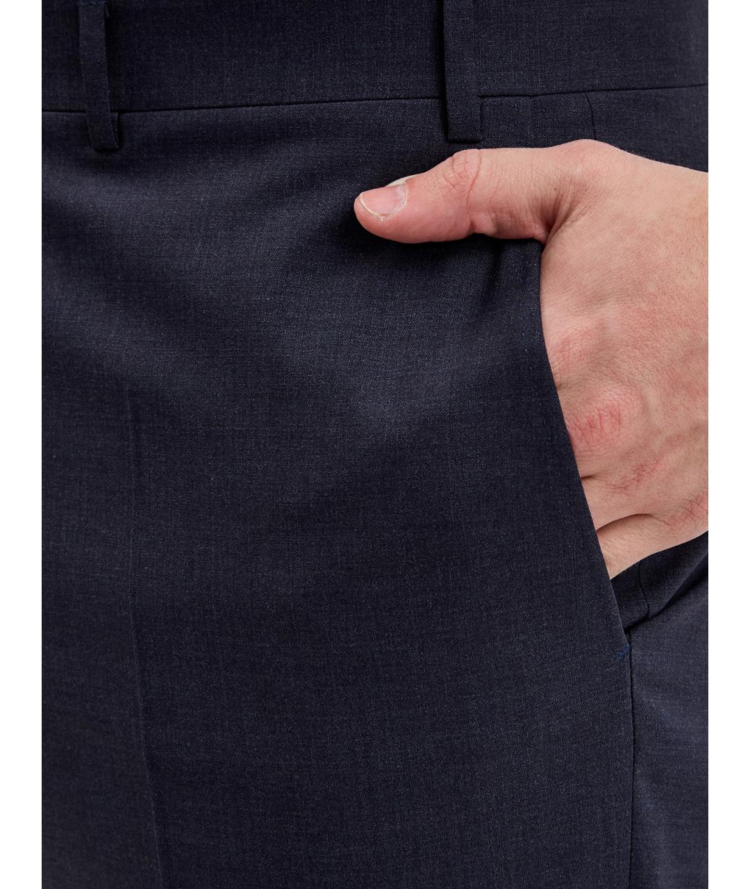 CANALI Темно-синие шерстяные повседневные брюки, фото 3