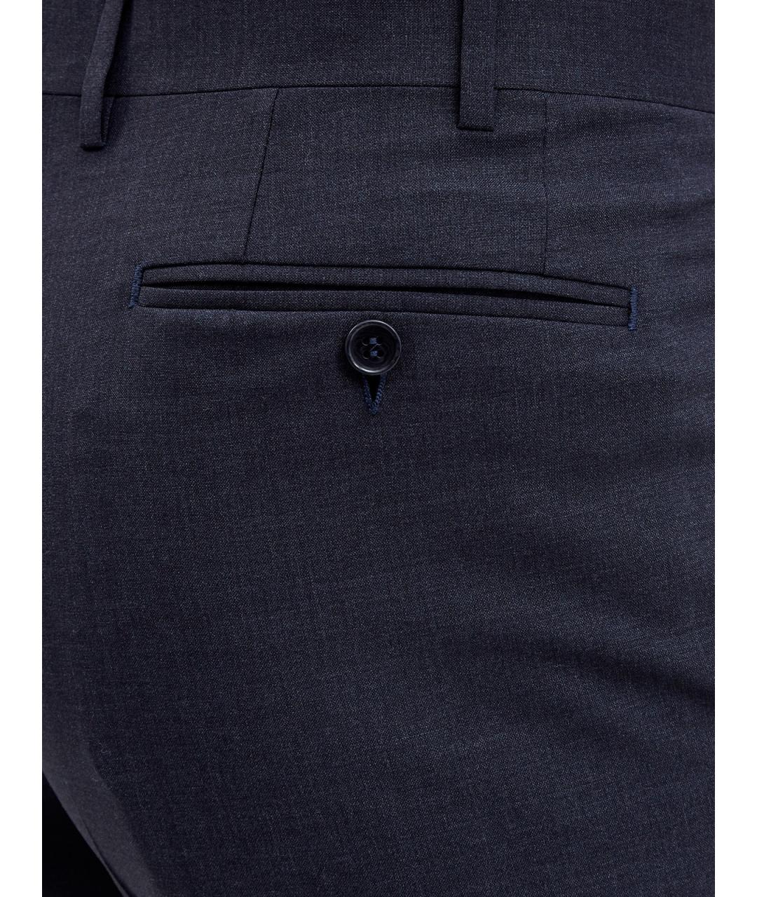 CANALI Темно-синие шерстяные повседневные брюки, фото 4