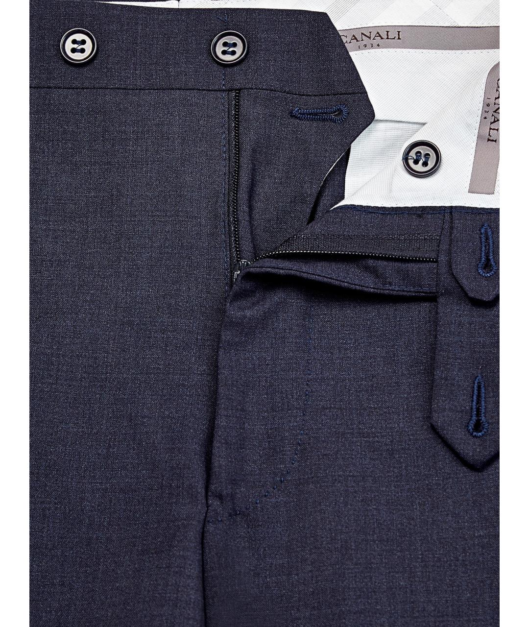 CANALI Темно-синие шерстяные повседневные брюки, фото 5
