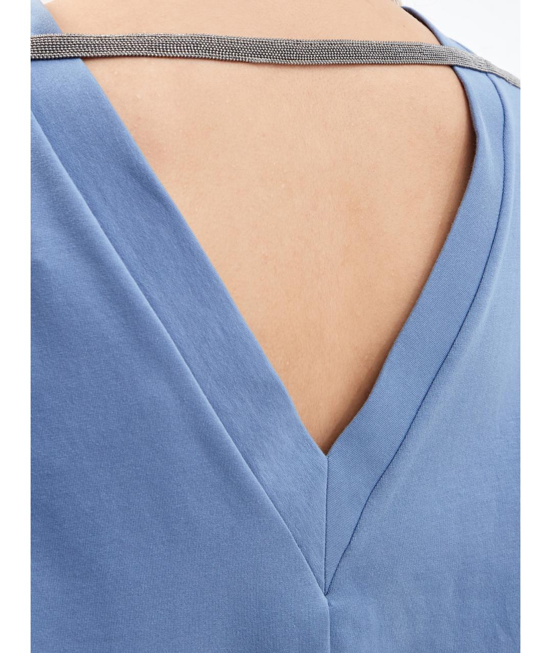 BRUNELLO CUCINELLI Синее хлопковое повседневное платье, фото 5