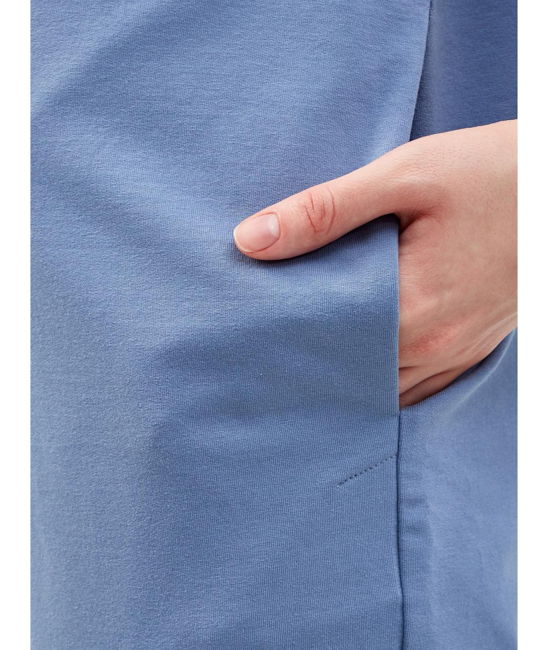 BRUNELLO CUCINELLI Синее хлопковое повседневное платье, фото 6