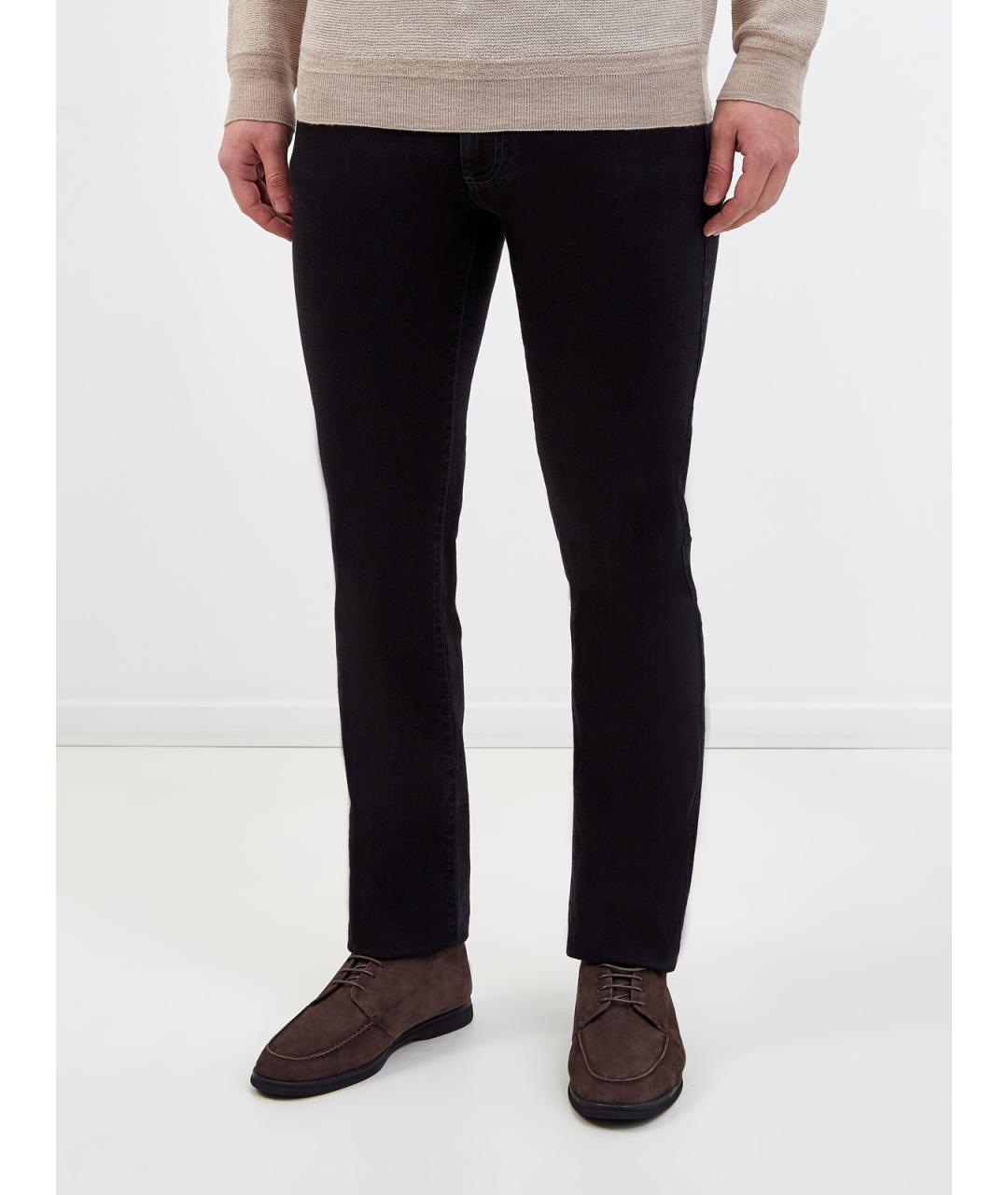 CANALI Черные хлопковые джинсы скинни, фото 3