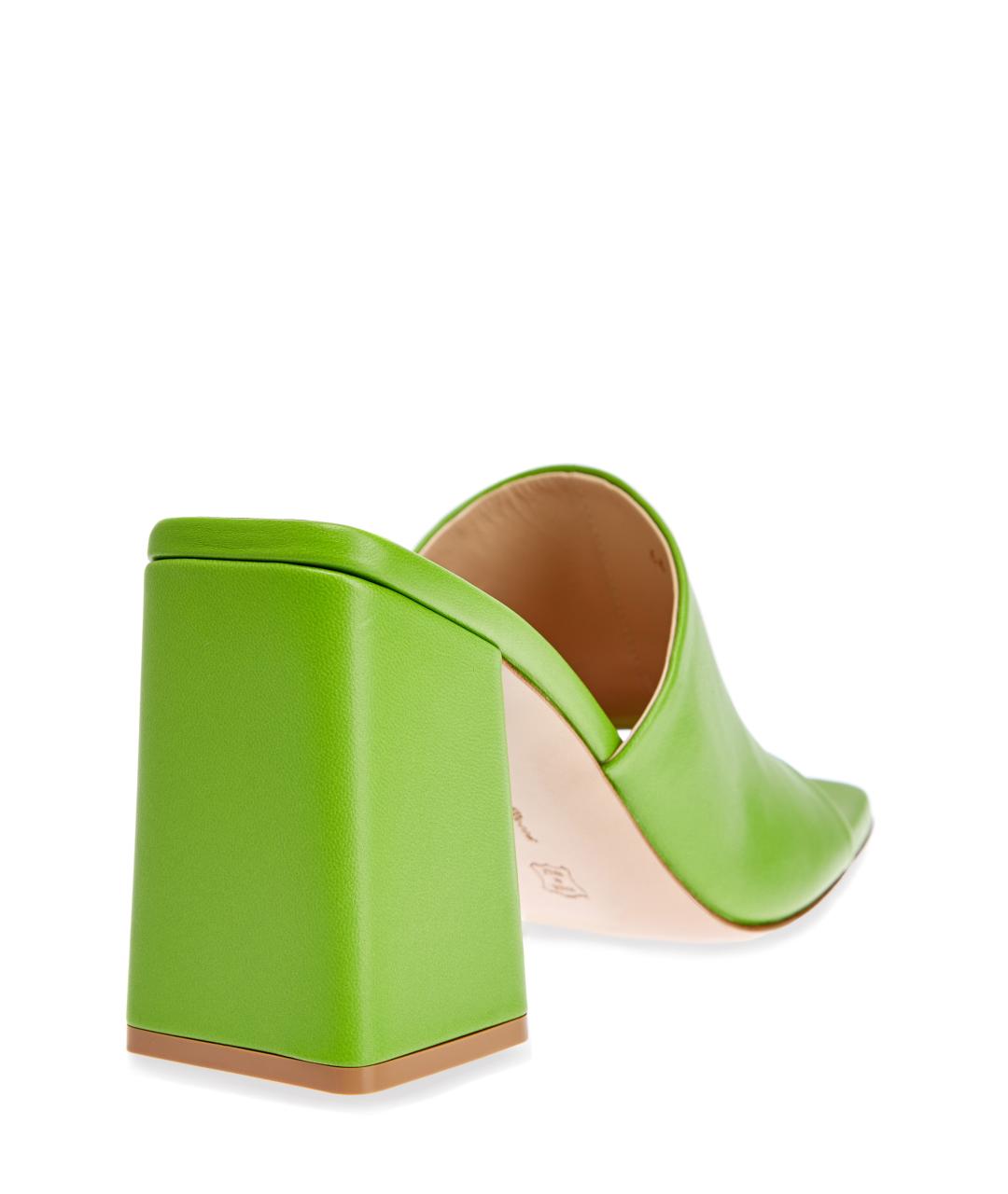 GIANVITO ROSSI Зеленые кожаные мюли, фото 4
