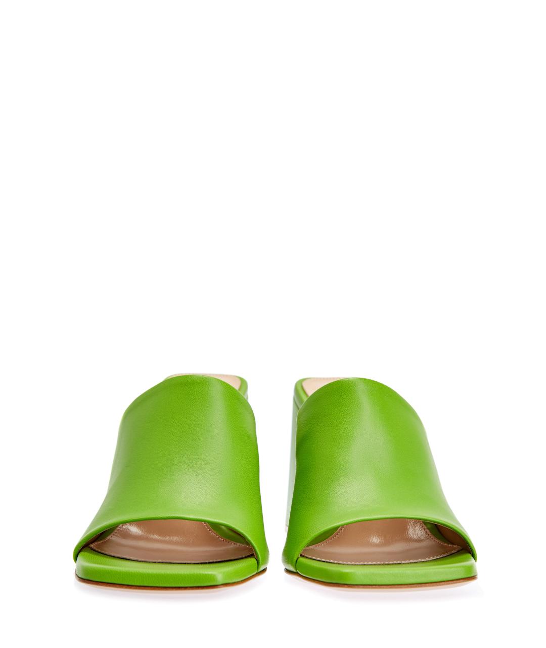 GIANVITO ROSSI Зеленые кожаные мюли, фото 6