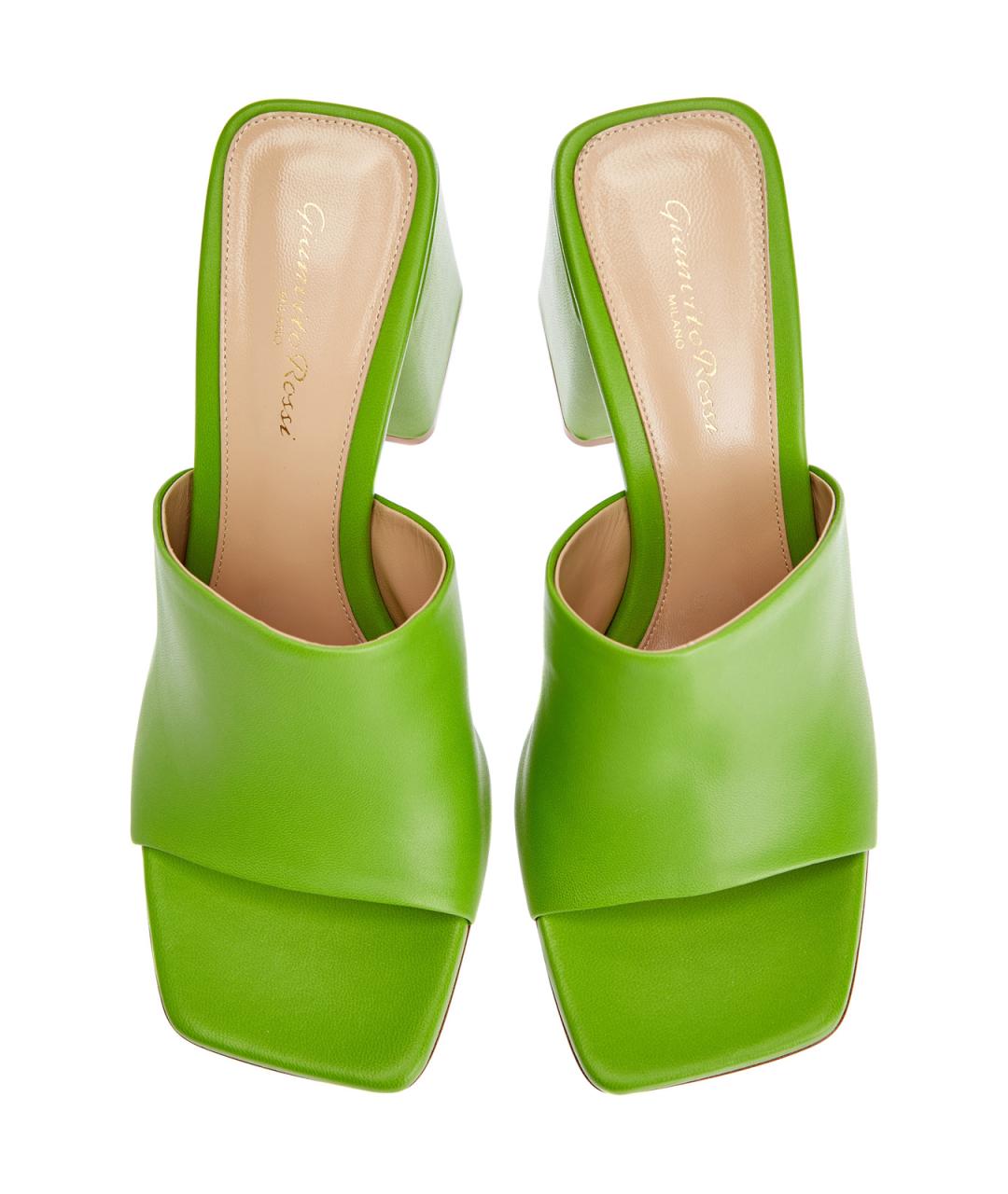 GIANVITO ROSSI Зеленые кожаные мюли, фото 5