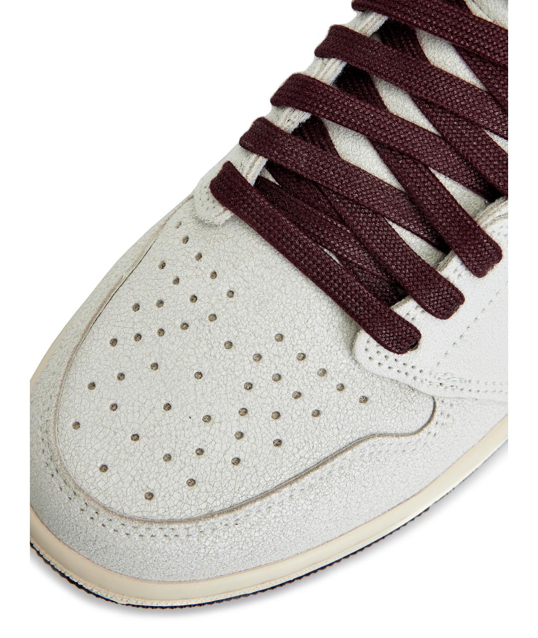 JORDAN Бежевые кожаные высокие кроссовки / кеды, фото 7