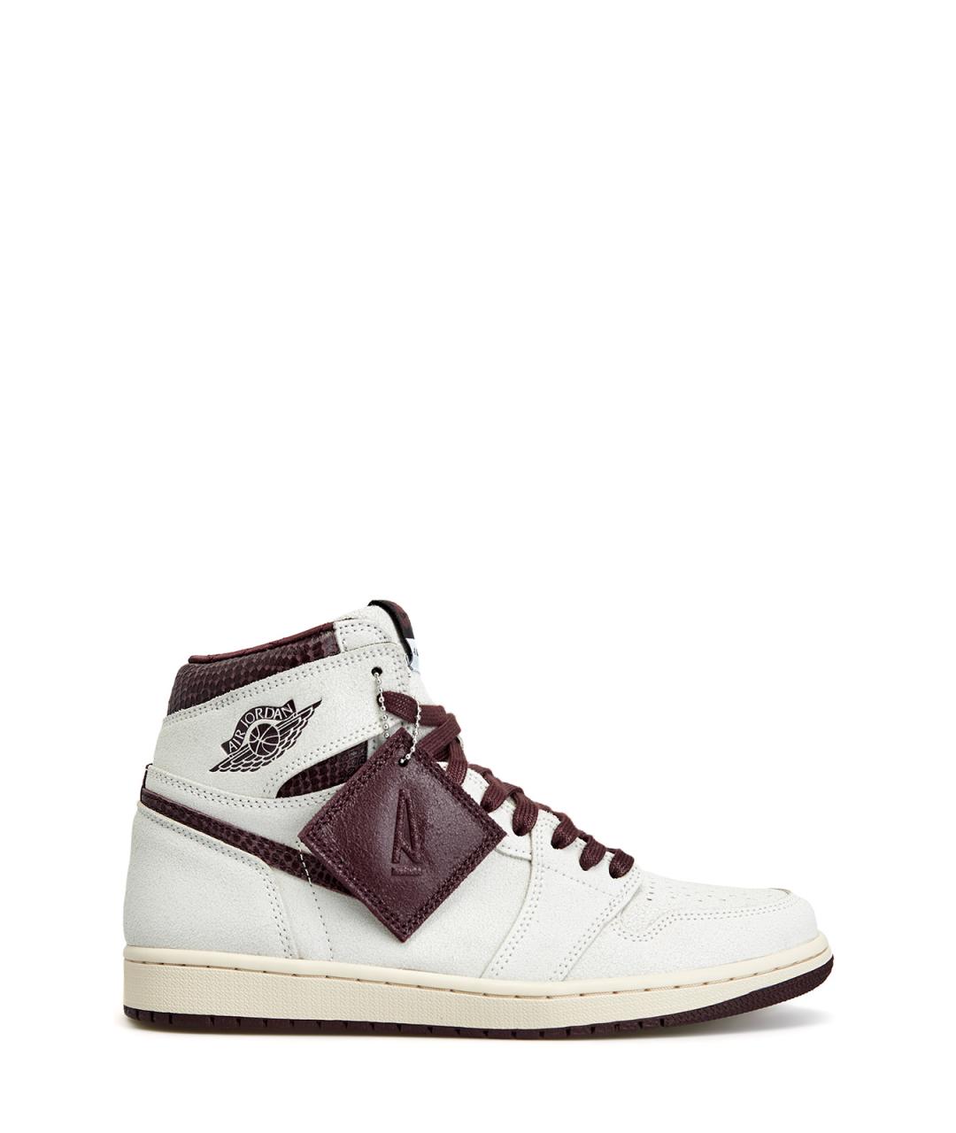 JORDAN Бежевые кожаные высокие кроссовки / кеды, фото 9