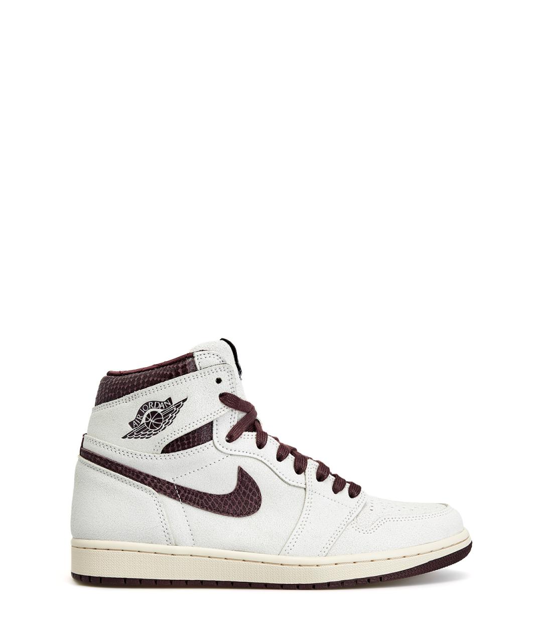 JORDAN Бежевые кожаные высокие кроссовки / кеды, фото 1
