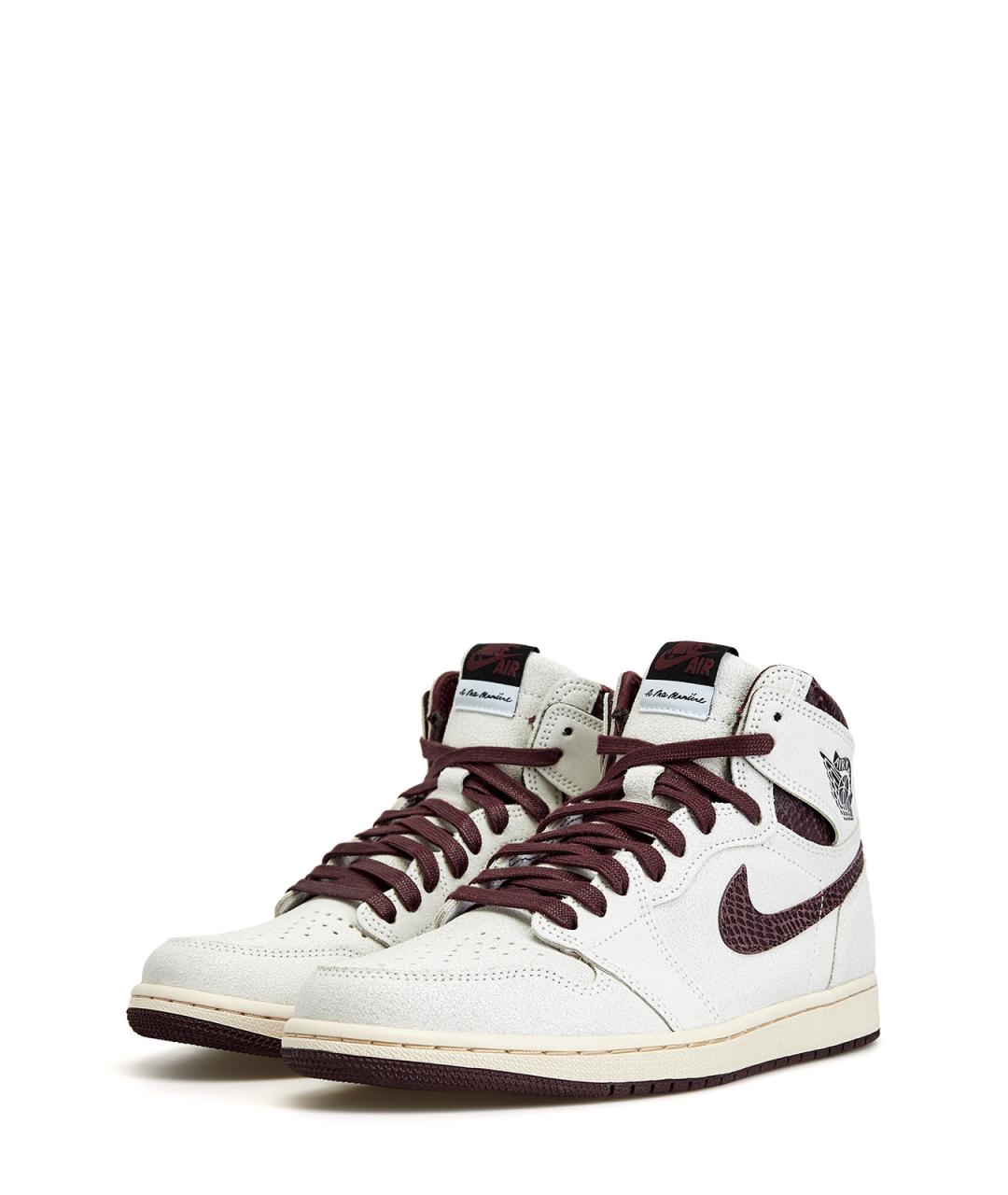 JORDAN Бежевые кожаные высокие кроссовки / кеды, фото 2