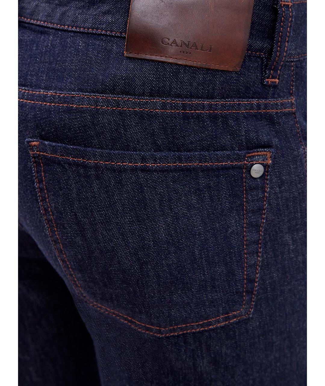 CANALI Темно-синие хлопковые прямые джинсы, фото 5