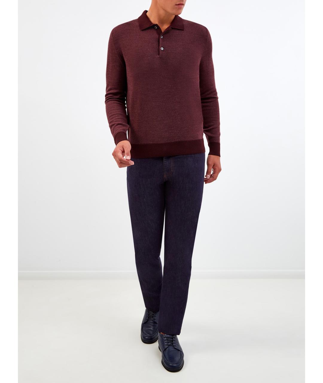 CANALI Темно-синие хлопковые прямые джинсы, фото 2