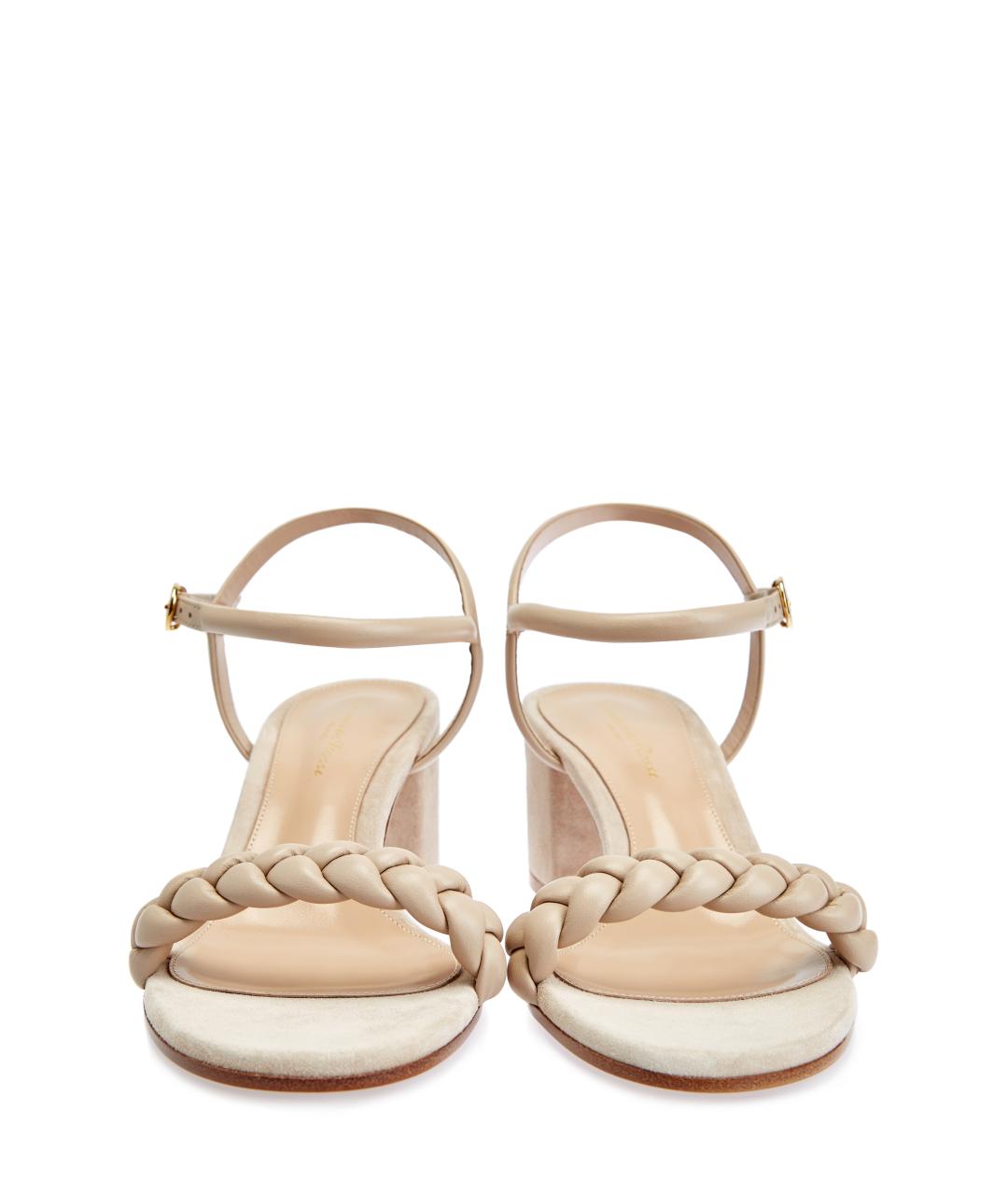 GIANVITO ROSSI Бежевые кожаные босоножки, фото 6