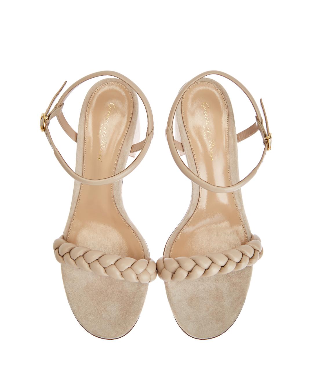 GIANVITO ROSSI Бежевые кожаные босоножки, фото 5