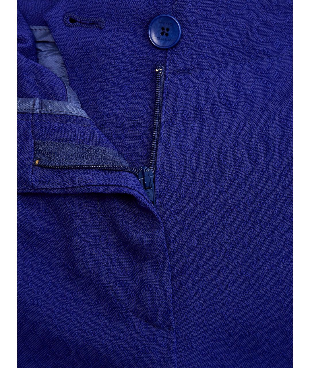 ETRO Синие шерстяные прямые брюки, фото 6