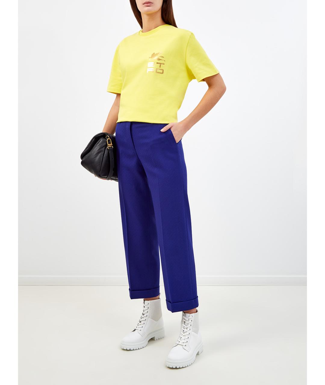 ETRO Синие шерстяные прямые брюки, фото 2