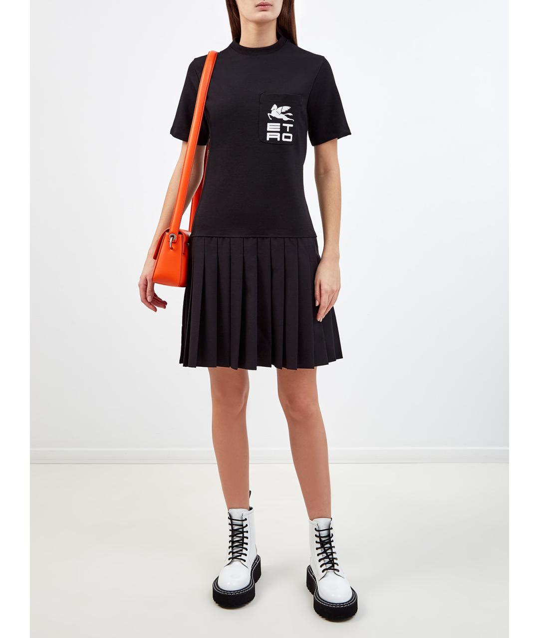 ETRO Черное шерстяное повседневное платье, фото 2