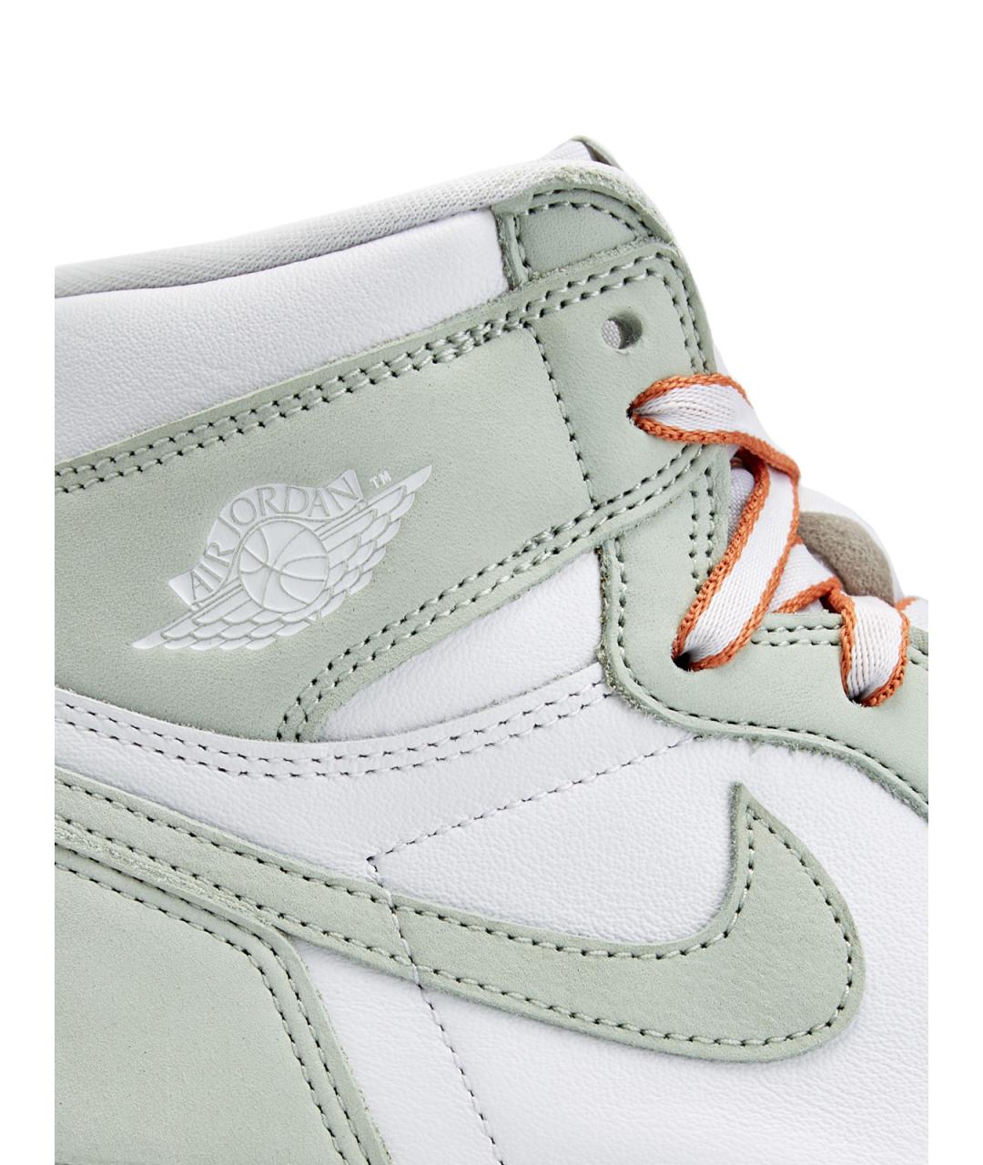 JORDAN Салатовые кожаные высокие кроссовки / кеды, фото 5