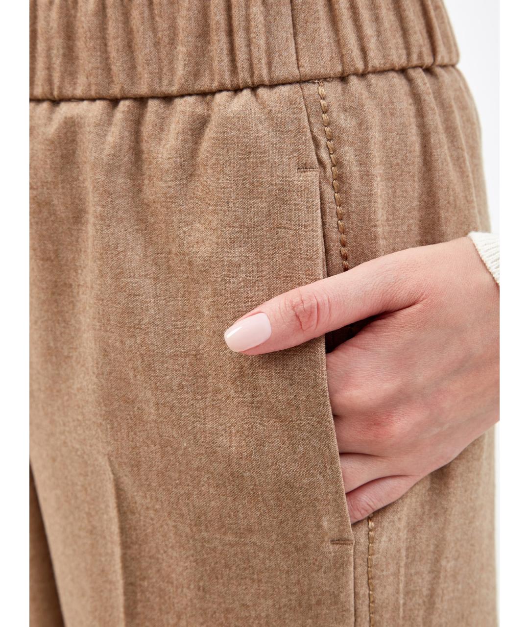 PESERICO Коричневые шерстяные прямые брюки, фото 5