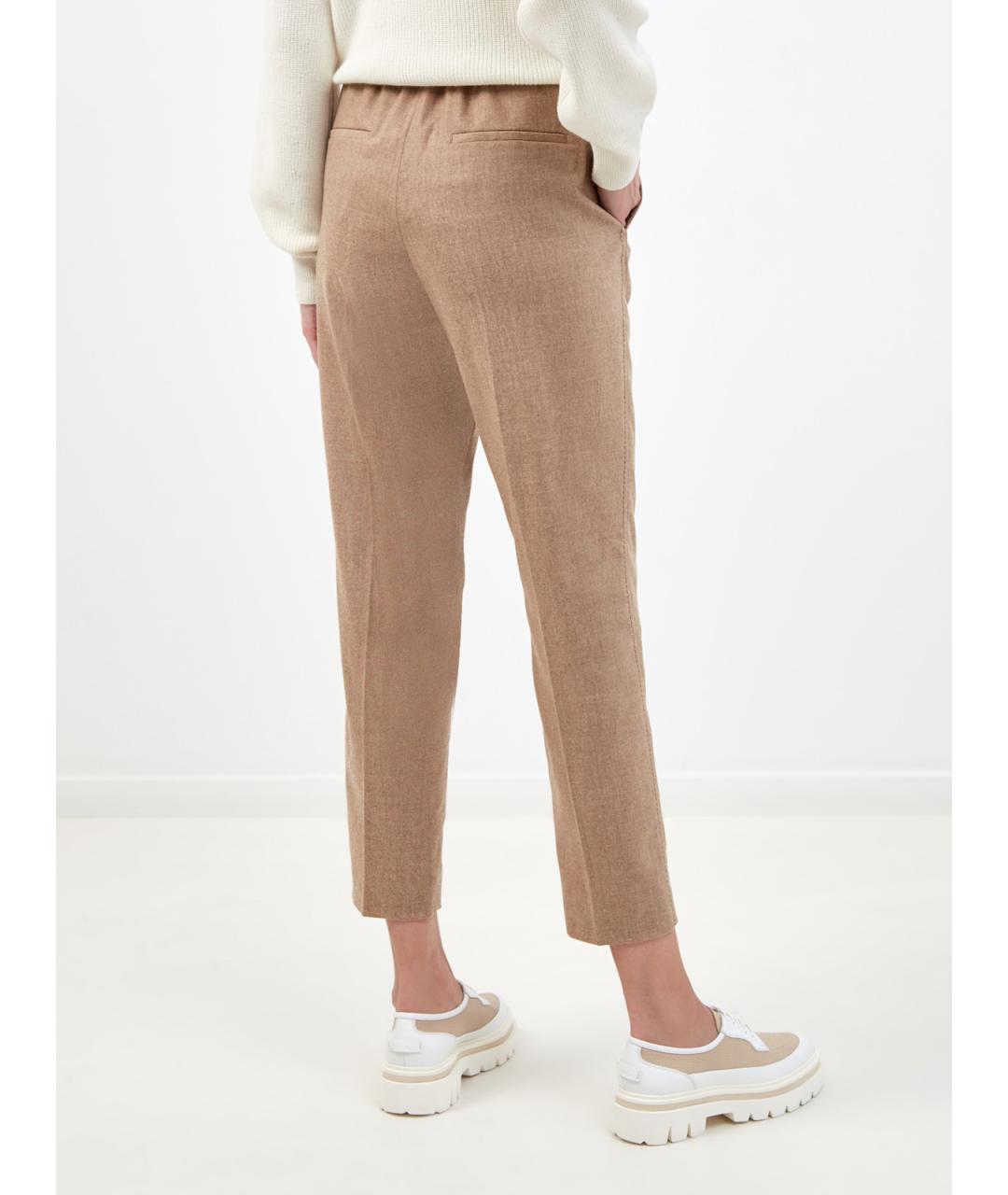 PESERICO Коричневые шерстяные прямые брюки, фото 4