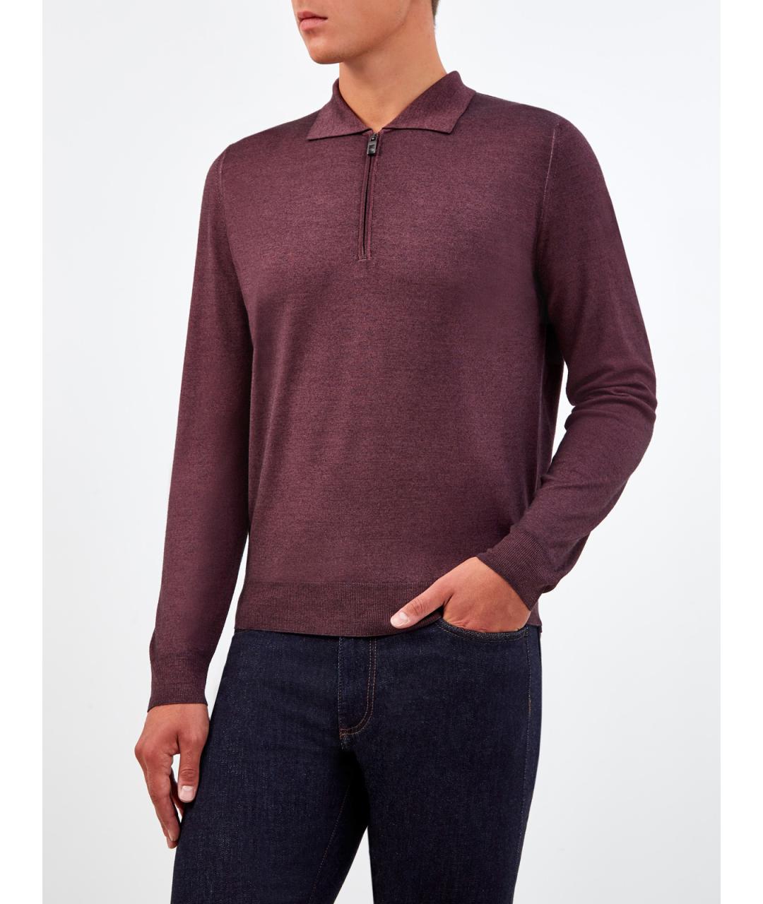 CANALI Фиолетовое поло с длинным рукавом, фото 3