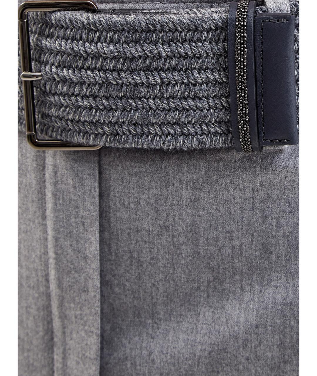 BRUNELLO CUCINELLI Серая шерстяная юбка миди, фото 5