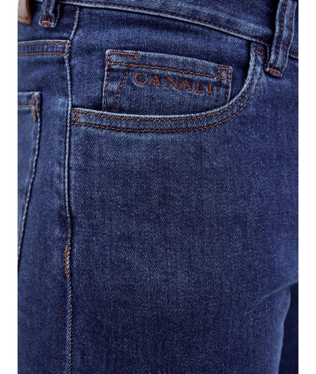 CANALI Синие хлопковые прямые джинсы, фото 5
