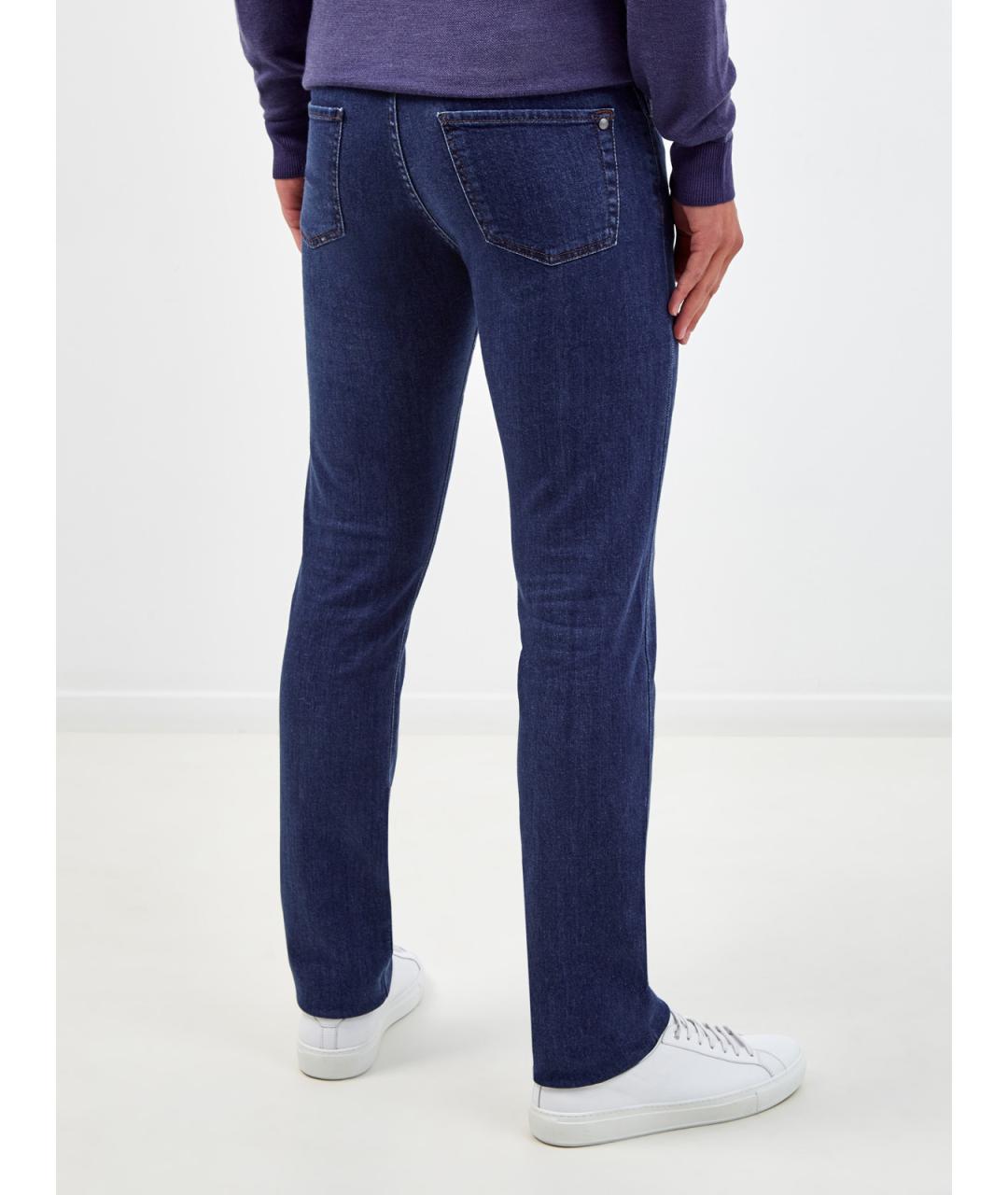 CANALI Синие хлопковые прямые джинсы, фото 4