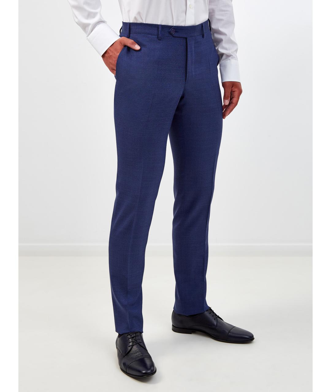 CANALI Синие шерстяные повседневные брюки, фото 3