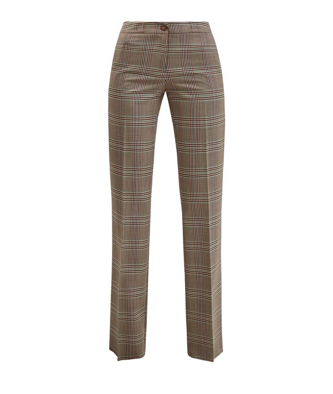 ETRO Коричневые шерстяные прямые брюки, фото 1