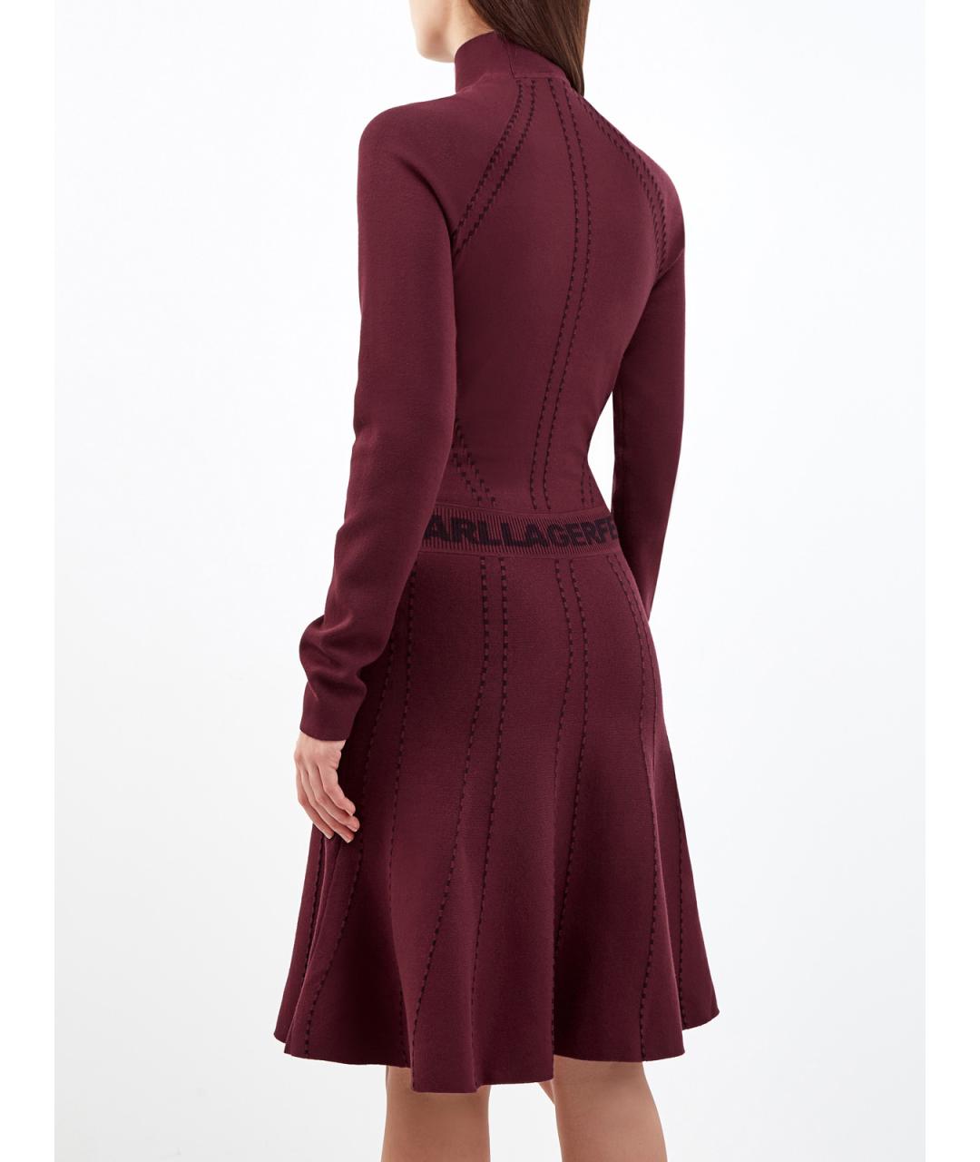 KARL LAGERFELD Бордовое вискозное повседневное платье, фото 4