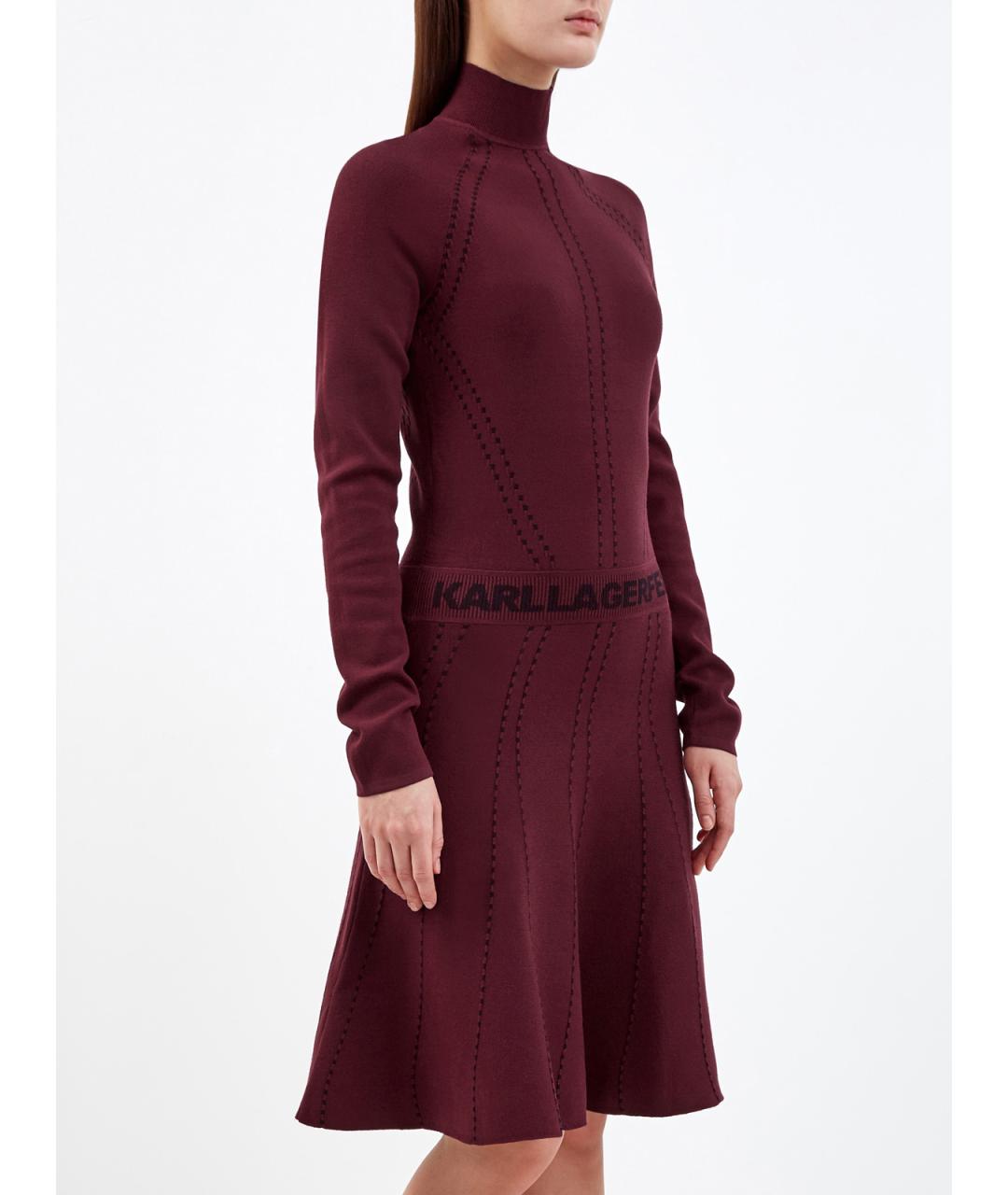 KARL LAGERFELD Бордовое вискозное повседневное платье, фото 3