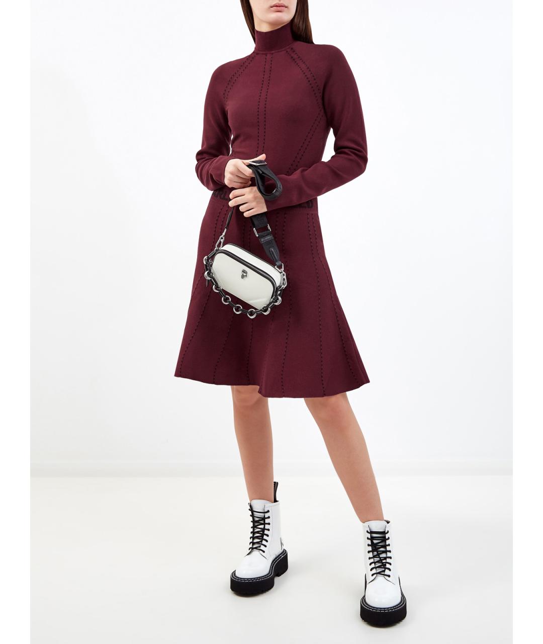 KARL LAGERFELD Бордовое вискозное повседневное платье, фото 2