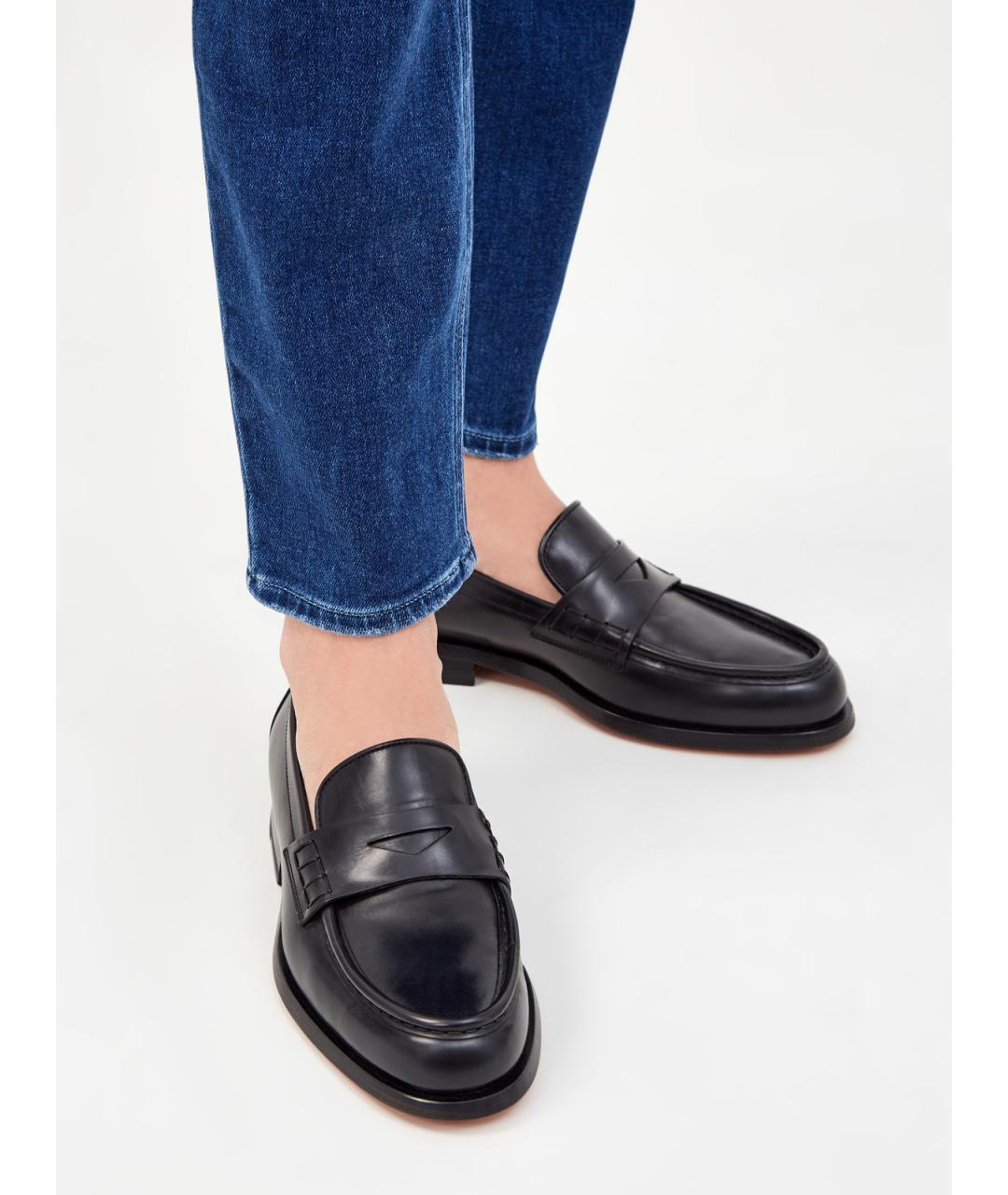 SANTONI Черные кожаные лоферы, фото 2