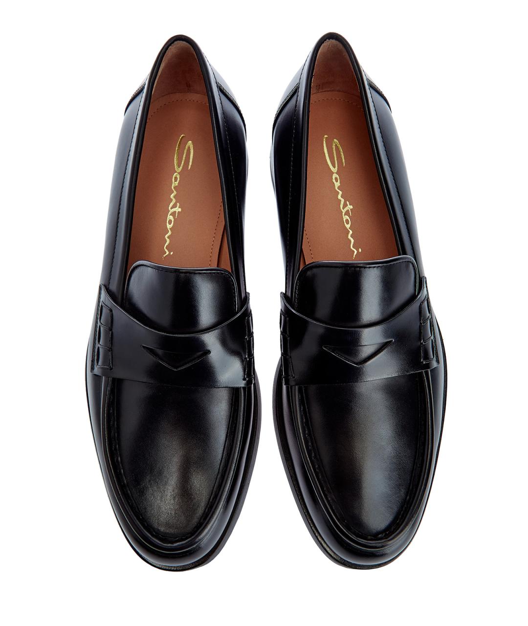 SANTONI Черные кожаные лоферы, фото 5