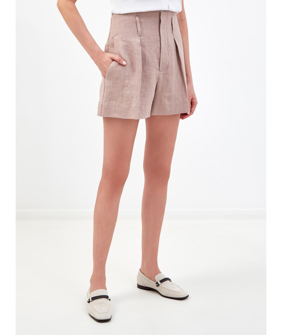 BRUNELLO CUCINELLI Розовые льняные шорты, фото 3