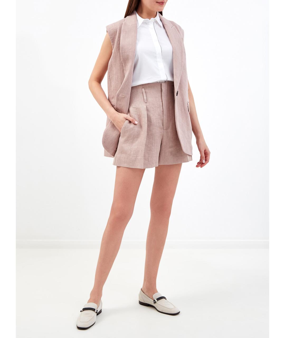 BRUNELLO CUCINELLI Розовые льняные шорты, фото 2