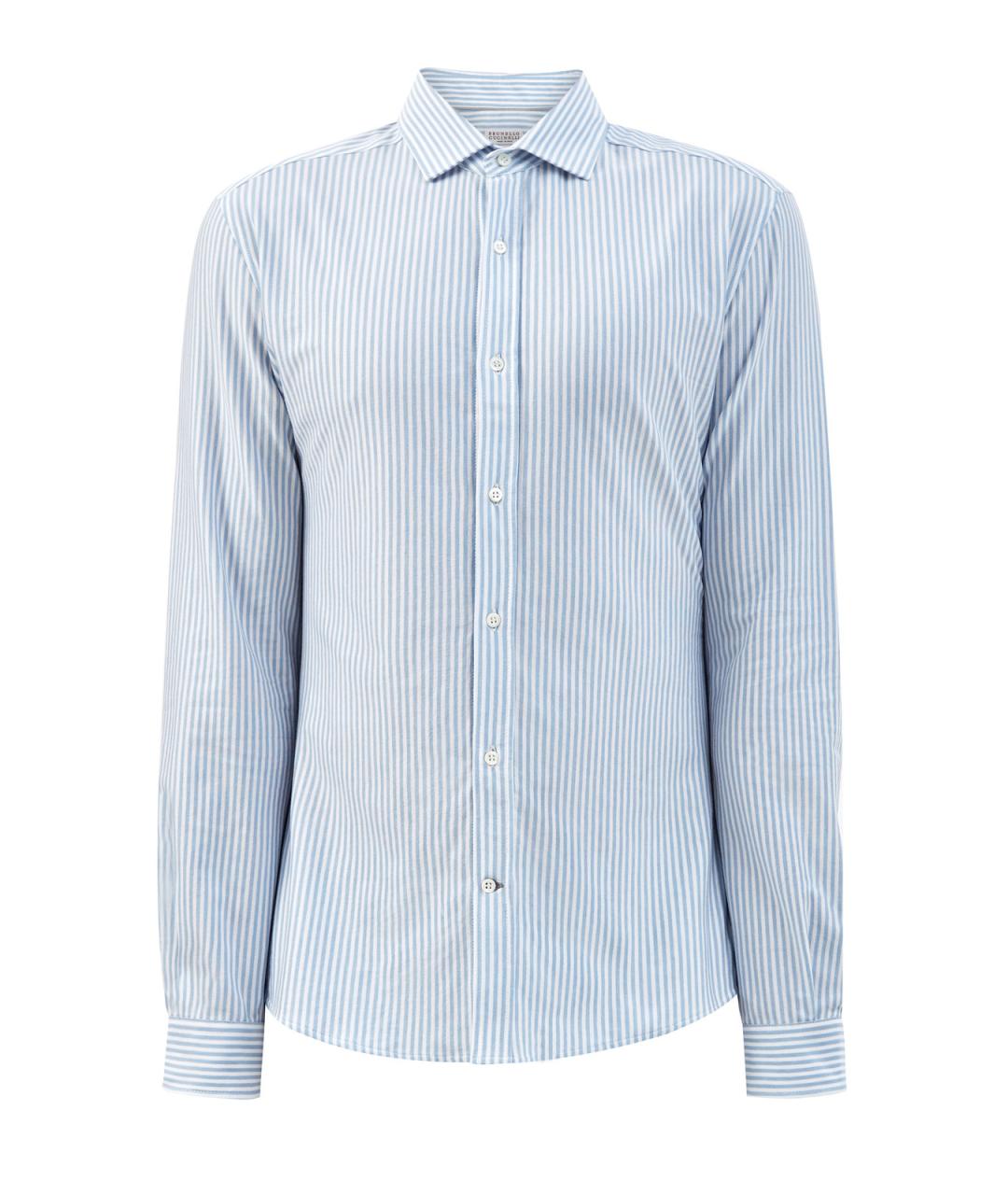BRUNELLO CUCINELLI Голубая хлопковая классическая рубашка, фото 1