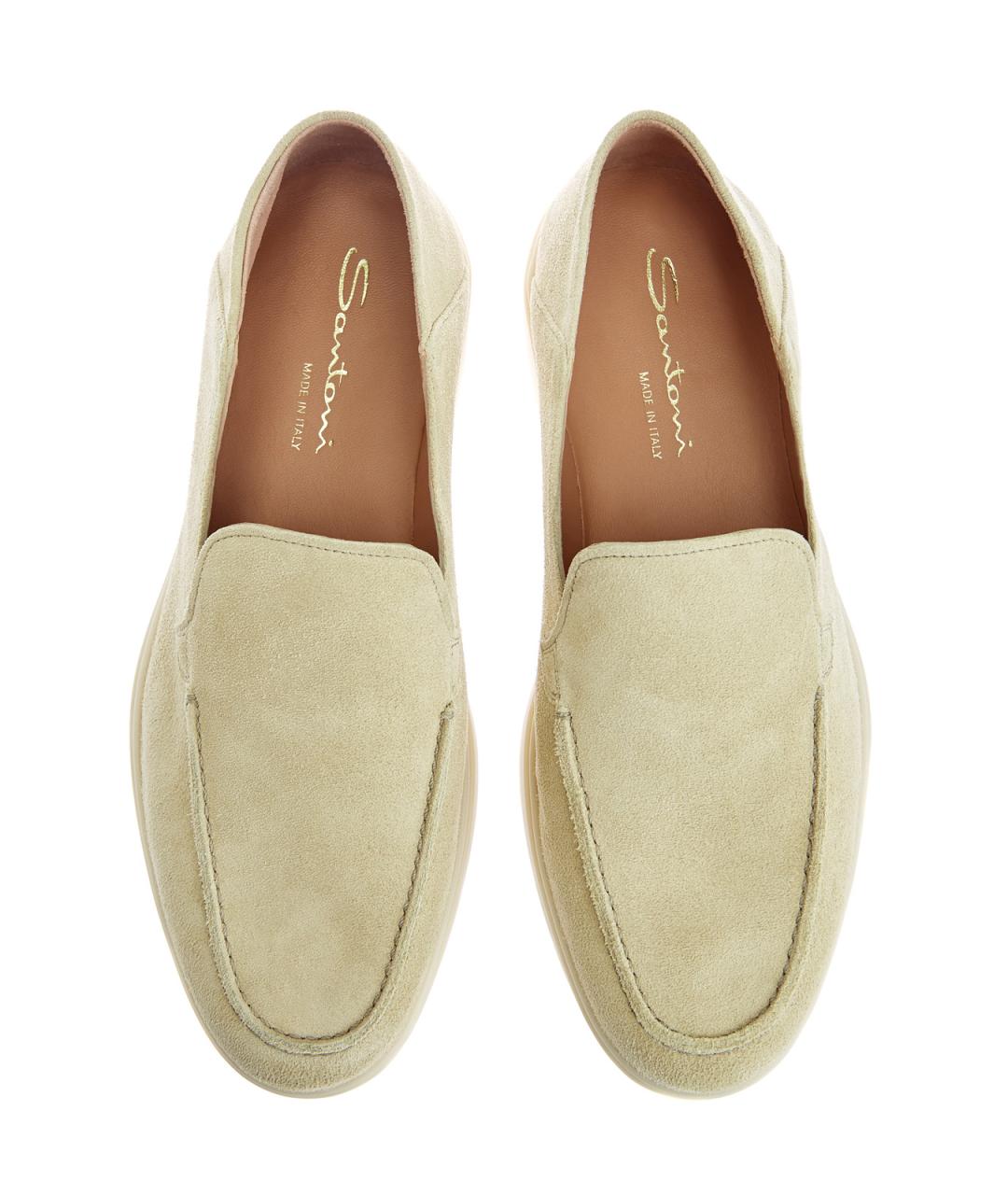 SANTONI Бежевые замшевые лоферы, фото 4