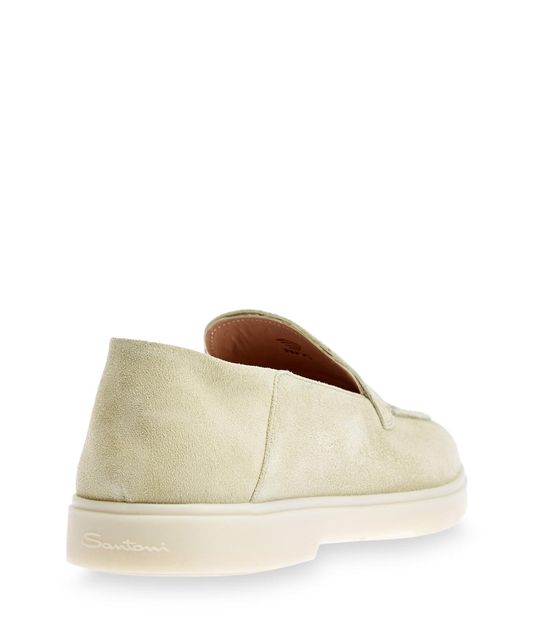 SANTONI Бежевые замшевые лоферы, фото 3