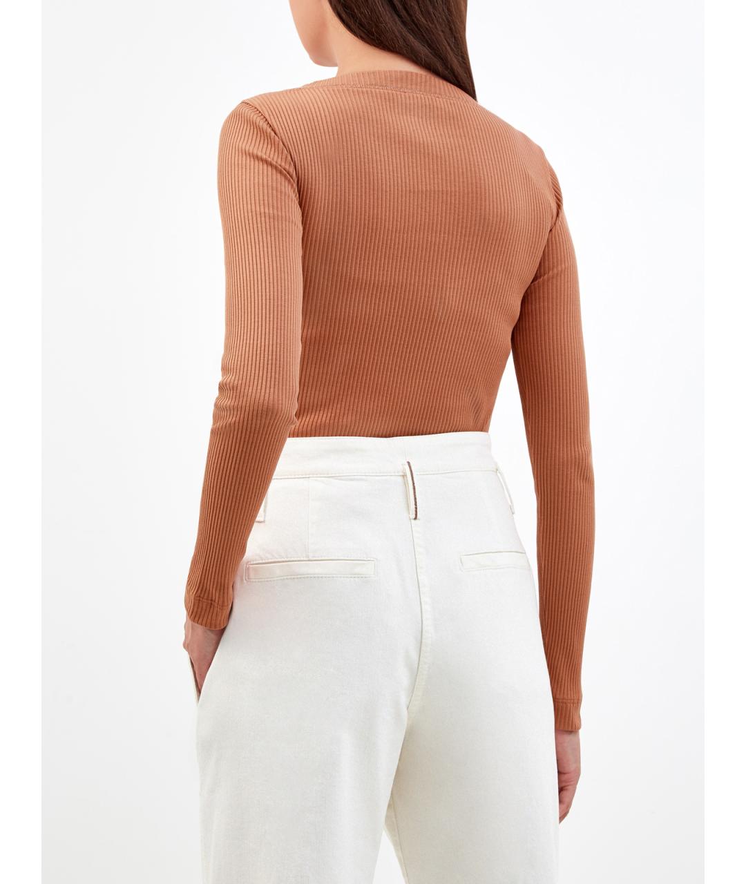 BRUNELLO CUCINELLI Оранжевый хлопковый джемпер / свитер, фото 4